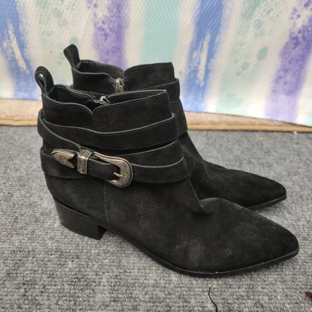 Marc Fisher Black Buckle Ankle Booties